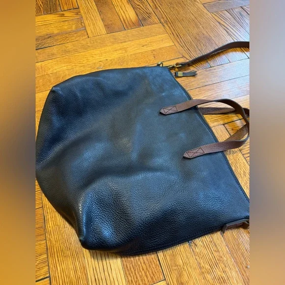 Madewell Zip-top Transport Crossbody Black and Brown Leather Bag